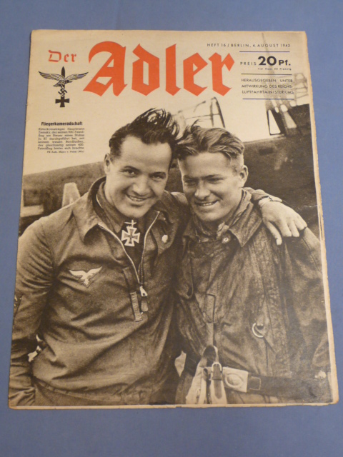Original WWII German Luftwaffe Magazine Der Adler, August 1942