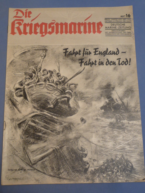 Original WWII German Die Kriegsmarine Magazine, August 1942