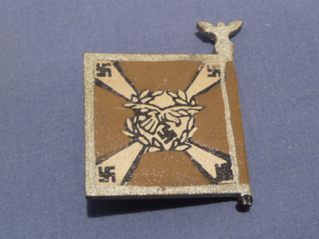 Original Nazi Era German Hand-Painted Wooden Flag Pin, Luftnachrichten-Truppe