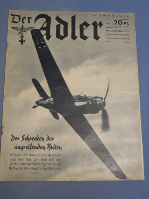 Original WWII German Luftwaffe Magazine Der Adler, January 1940