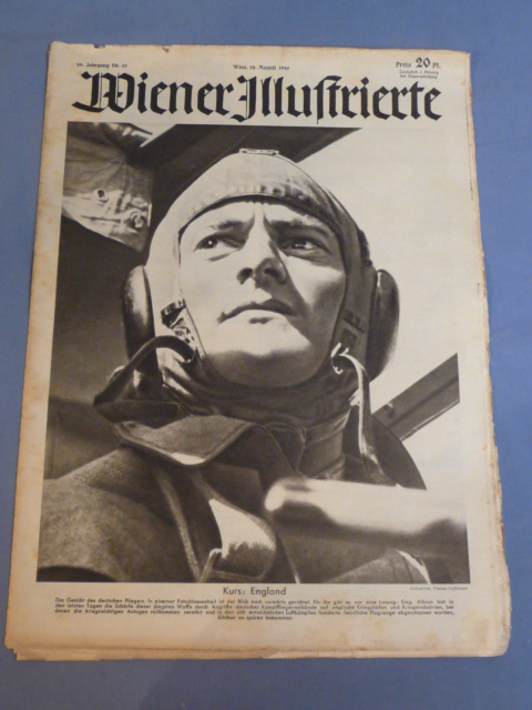 Original WWII German Wiener Illustrierte Magazine, August 1940