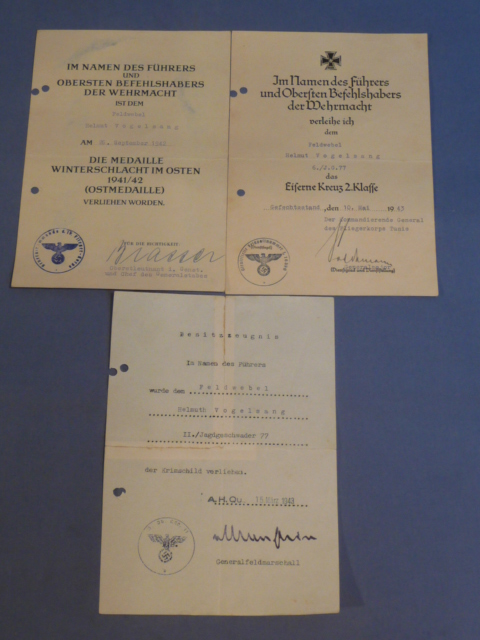 Original WWII German Luftwaffe Award Documents Set, KRIM SHIELD!