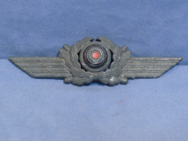 Original WWII German Luftwaffe Visor Hat Crest Cockade, ZINC