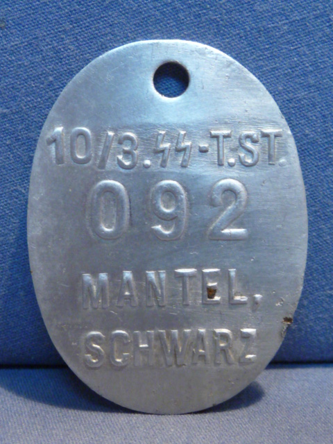 Original WWII Era German SS-Totenkopf Garment Tag, Black Greatcoat