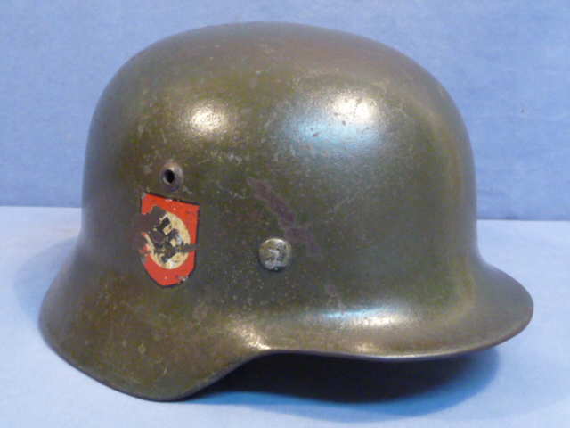 Original WWII German M35 Double Decal Police Steel Helmet