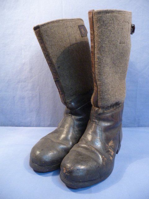 Original WWII German Felt and Leather Winter Boots, Pair