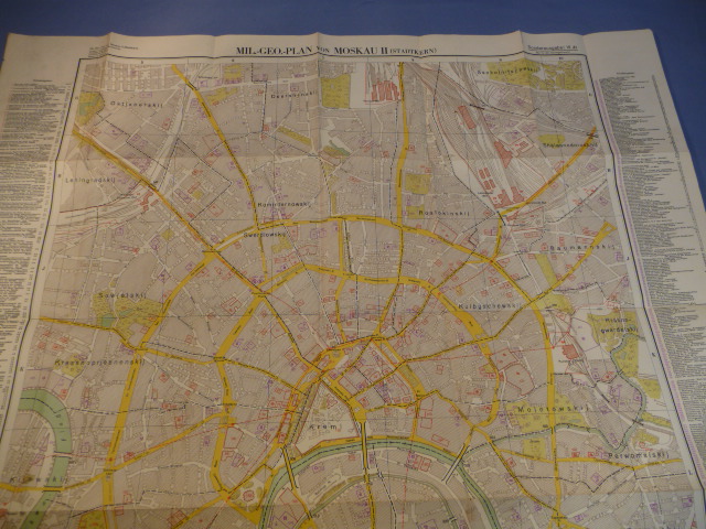 Original WWII German Military Map of the Center of Moscow, MOSKAU II (STADTKERN)