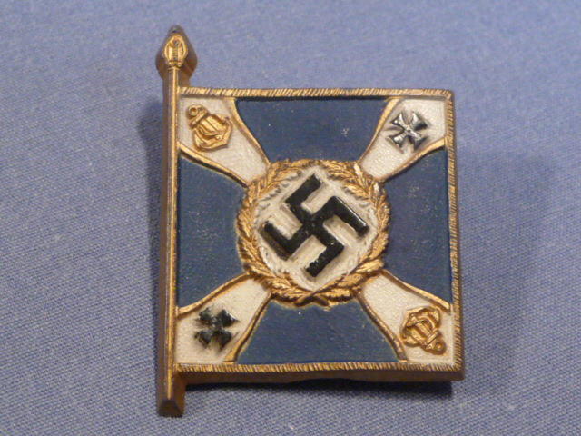 Original WWII German KRIEGSMARINE Flag Tinnie, MARINETEILE AM LANDE