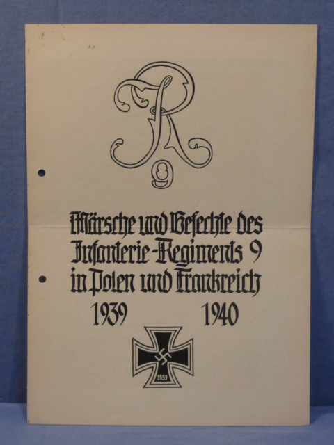 Original WWII German Inf. Rgt. 9 Marches and Battles in Poland & France 1939/40