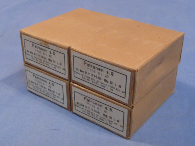Original WWII German Cardboard 8mm Ammunition Boxes, Set of 4