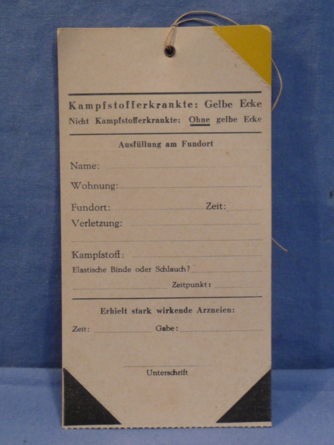 Original WWII German Medical Tag for Wounded Person