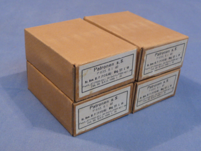 Original WWII German Cardboard 8mm Ammunition Boxes, Set of 4