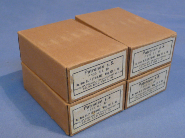 Original WWII German Cardboard 8mm Ammunition Boxes, Set of 4