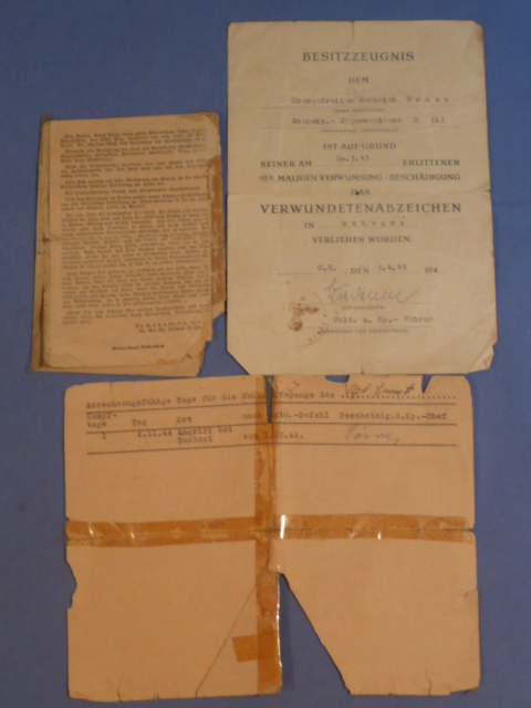Original WWII German LW Field Division Soldier's Wound Badge Award Document PLUS
