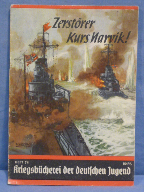 Original WWII German War Library of the German Youth Book, Zerstörer Kurs Narvik!
