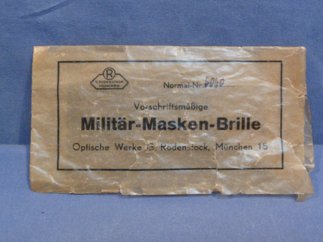 Original WWII German Military Gas Mask Glasses Envelope, Militr-Masken-Brille