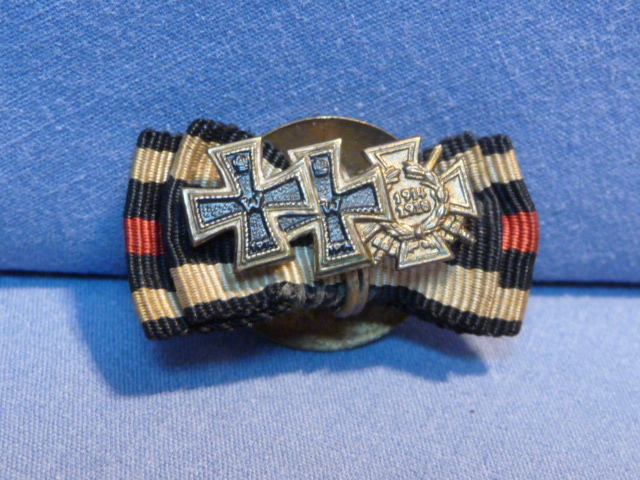 Original Pre-WWII German 3-Position Button Hole Ribbon, 1914 Iron Cross