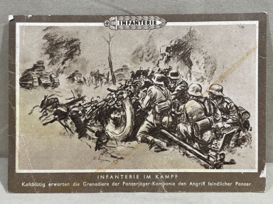 Original WWII German Military Themed Postcard, INFANTRY IN BATTLE