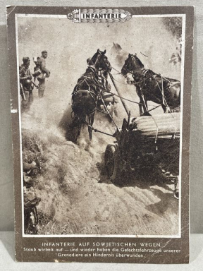 Original WWII German INFANTERIE Postcard, INFANTERIE AUF SOWJETISCHEN WEGEN