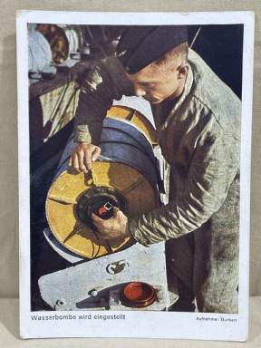 Original WWII German Kriegsmarine Photo Postcard, Wasserbombe (Depth Charges)