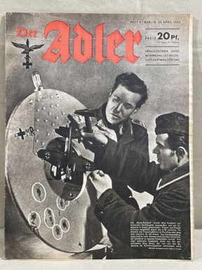 Original WWII German Luftwaffe Magazine Der Adler, April 1944