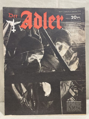 Original WWII German Luftwaffe Magazine Der Adler, January 1944