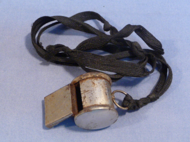 Original Nazi Era German Metal Whistle with Black Lanyard