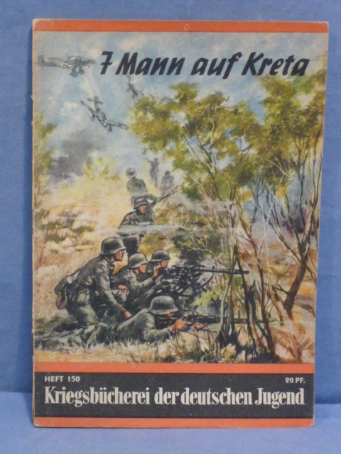 Original WWII German War Library of the German Youth Book, 7 Mann auf Kreta