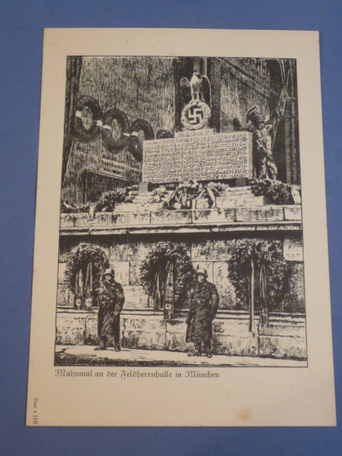Original Nazi Era German Memorial at the Feldherrnhalle Print, Mahnmal an der Feldherrnhalle