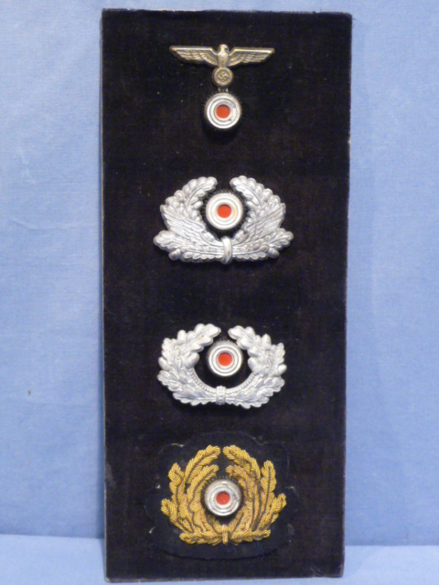 Original WWII Era German Dealer's Sample Board, Visor Cap Insignia