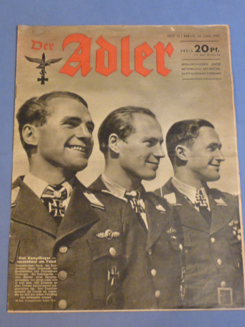 Original WWII German Luftwaffe Magazine Der Adler, June 1943