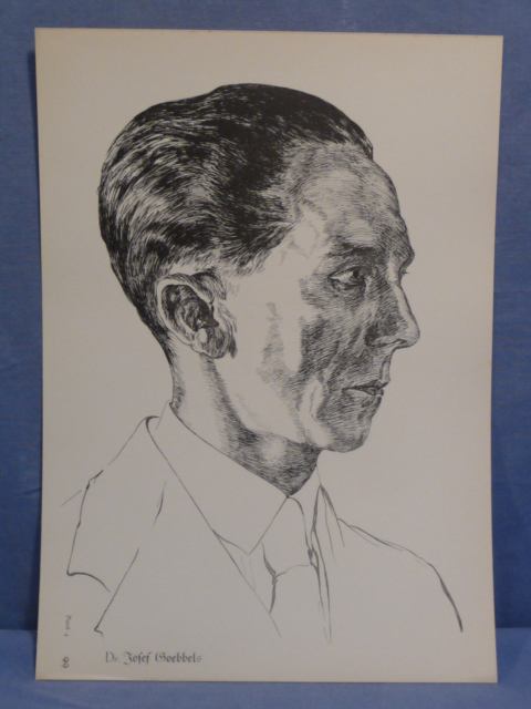 Original Nazi Era German Personality Print, Dr. Josef Goebbels