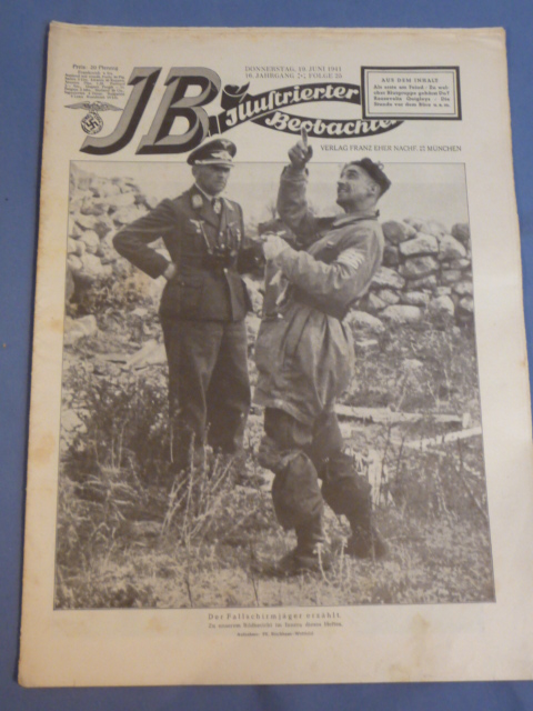 Original WWII German Illustrierter Beobachter Magazine, June 1941 Fallschirmj�ger