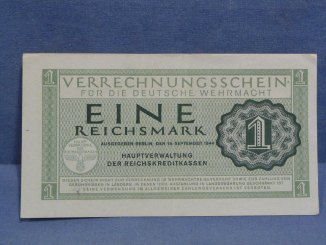 Original WWII German 1 Reichsmark Wehrmacht Payment Certificates, VERRECHNUNGSSCHEIN