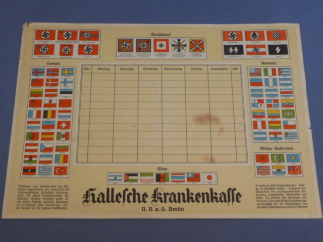 Original Nazi Era German Hallesche Health Insurance Document, Hallesche Krankenkasse