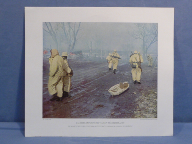Original WWII German Military Themed Color Print, HIGH NORTH INFANTRY