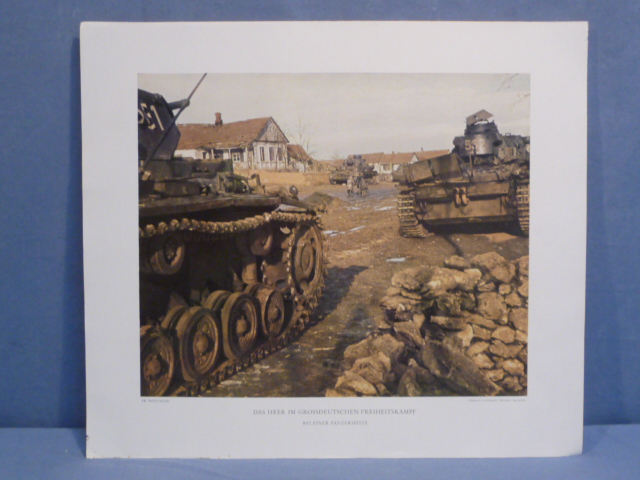 Original WWII German Military Themed Color Print, BEI EINER PANZERSPITZE