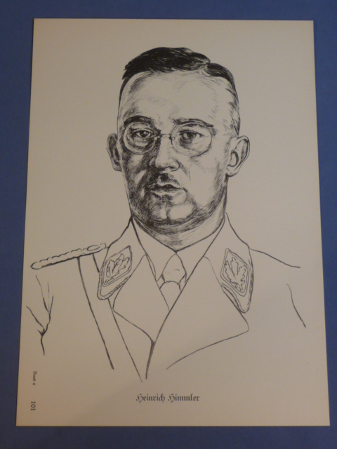 Original Nazi Era German Personality Print, Heinrich Himmler