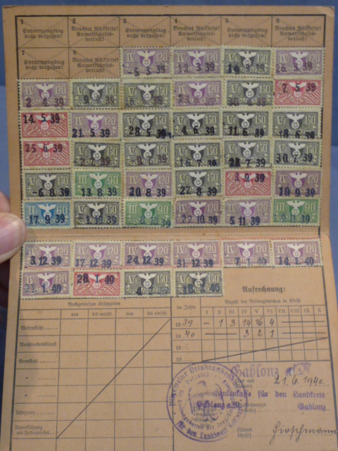 Original WWII German Insurance Acknowledgment Card, Quittungskarte