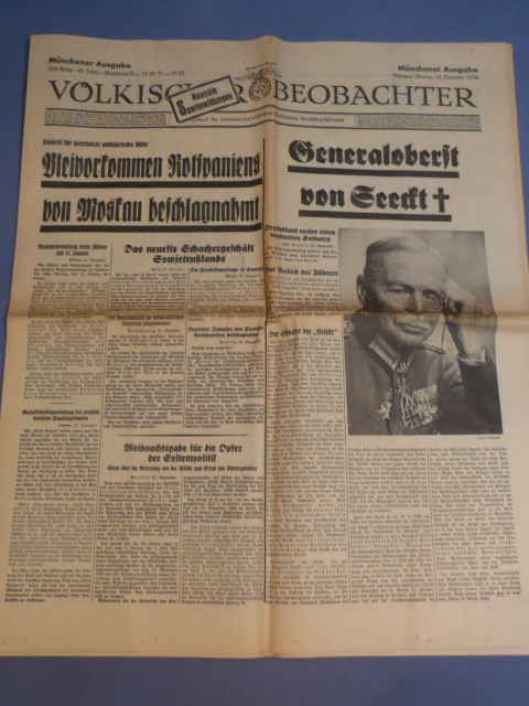 Original 1936 German Newspaper, Volkischer Beobachter