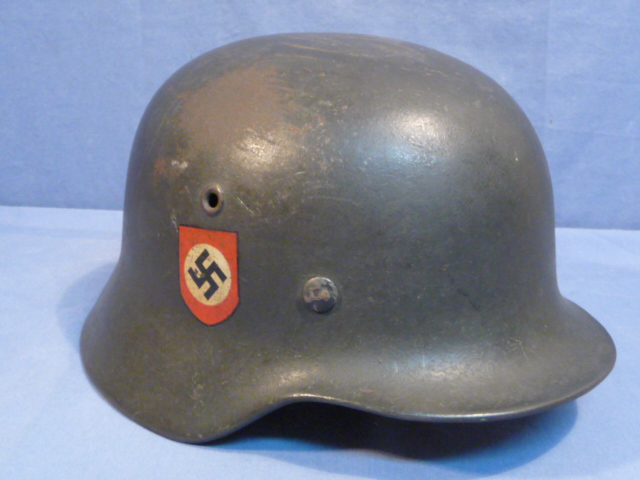 Original WWII German M40 Double Decal Police Steel Helmet