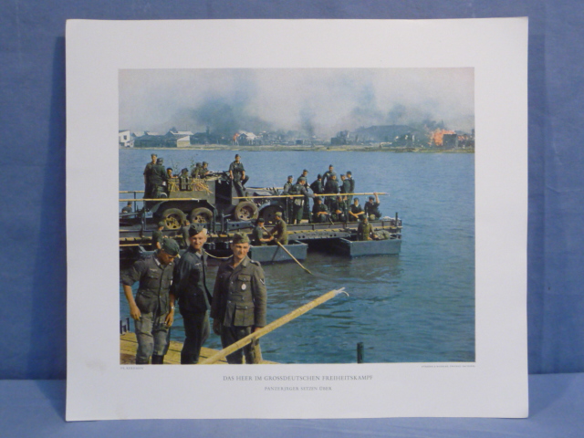 Original WWII German Military Themed Color Print, TANK HUNTERS TRANSPORTED