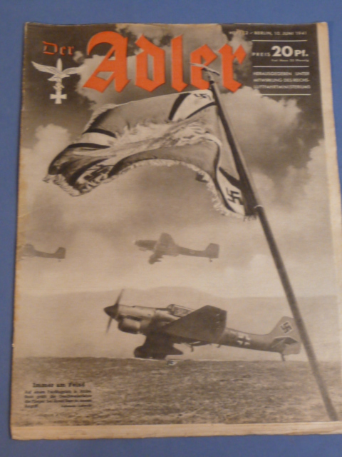 Original WWII German Luftwaffe Magazine Der Adler, June 1941