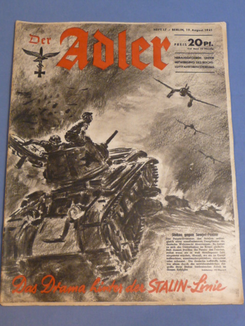 Original WWII German Luftwaffe Magazine Der Adler, August 1941