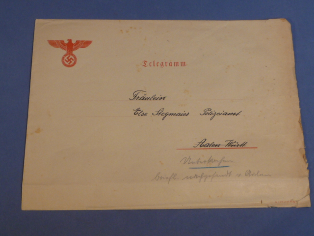 Original Nazi Era German Fancy Telegram Envelope