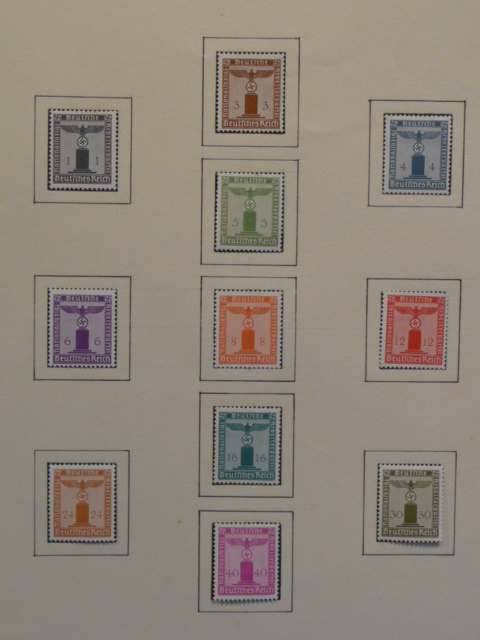 Original WWII German Set of NSDAP Postage Stamps, MOUNTED