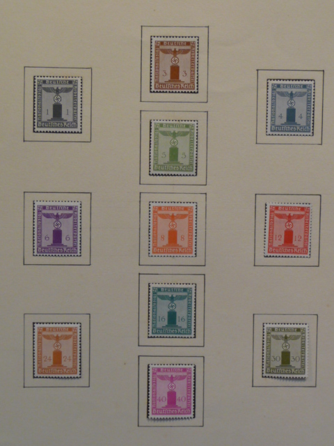 Original WWII German Set of NSDAP Postage Stamps, MOUNTED