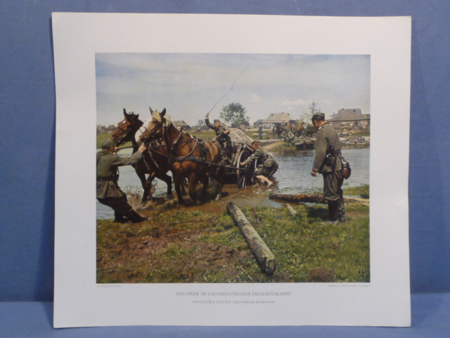 Original WWII German Military Themed Color Print, Supplies for the Grenadier Company
