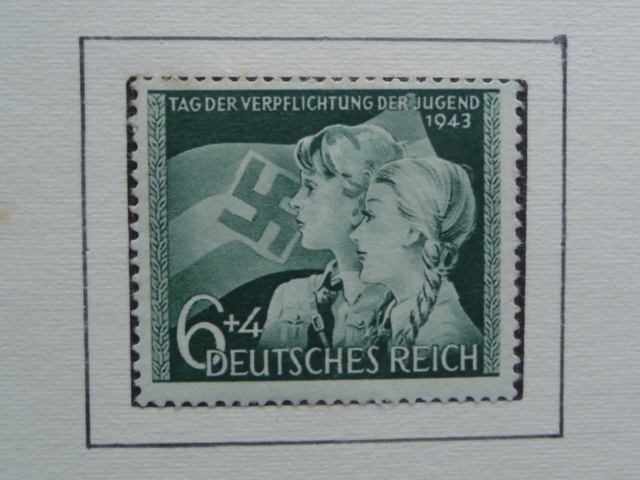 Original WWII German VERPFLICHTUNG DER JUGEND 1943 Postage Stamp, MOUNTED