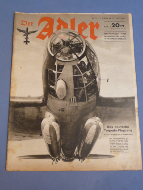 Original WWII German Luftwaffe Magazine Der Adler, October 1941